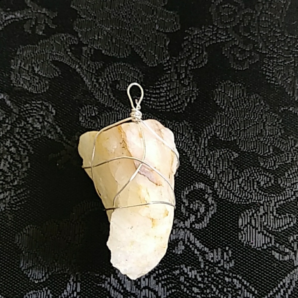 Large quarts healing wire wrapped crystal pendant